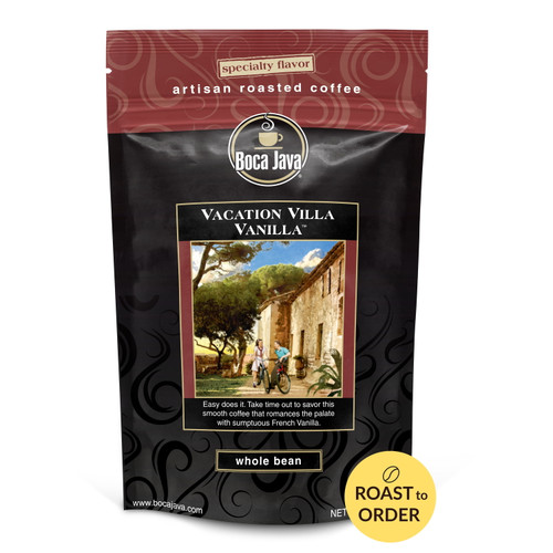 Boca Java Vacation Villa Vanilla Flavored Whole Bean Coffee, 8 Oz. Bag, Roast To Order