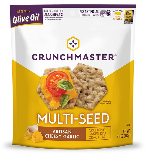 Crunch Master Multi-seed Crackers Artisan Cheesy Garlic Bread 4 Oz Pack Of 3