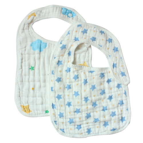 2pcs Baby Infant Girl Boy Cotton Bibs, Feeding Baby Bibinfant Baby 8 Layers Cotton Bibs Towels Burp Clothes Cartoon Pattern Buttons Design,33*23cm,a3