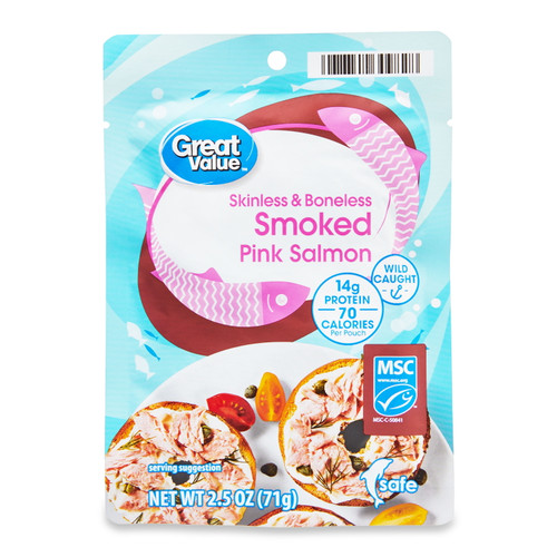 Great Value Premium Skinless & Boneless Smoked Pink Salmon, 2.5 Oz
