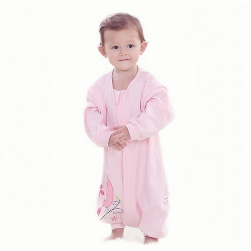 Baby Sleep Sack 6-36 Months, Toddler Kids Sleeping Bag With Feet, Wearable Blanket Baby Sleepers, Infant Transition Swaddle, 100% Organic Cotton, Detachable Long Sleeves, 3 Way Zipper