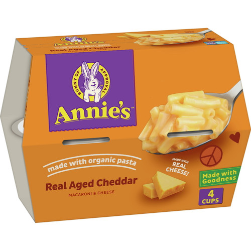 Annie's Real Aged Cheddar Microwave Mac & Cheese With Organic Pasta, 4 Ct, 2.01 Oz Cups