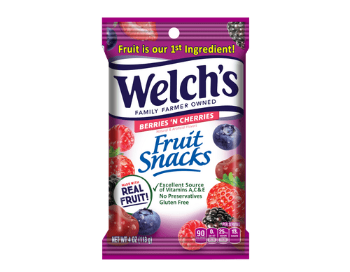 Welch's Mixed Fruit Fruit Snacks, 4 Oz Pouch Berries & Cherries