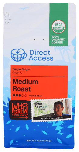 Direct Access, Whole Bean Coffee, Medium Roast Organic, 12 Oz