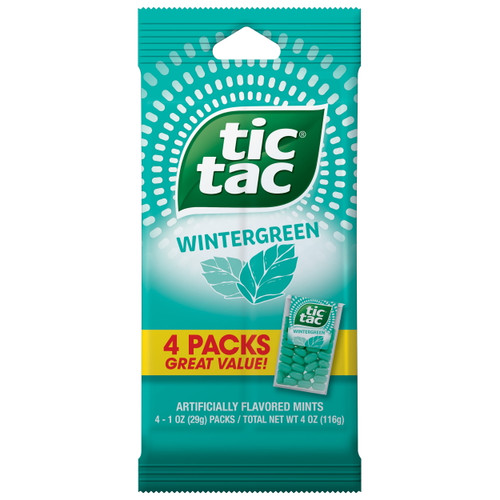 4 Count, Tic Tac Wintergreen Breath Mints, On-the-go Refreshment, Great For Holiday Stocking Stuffers, 1 Oz