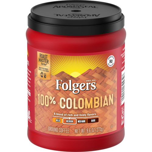 Folgers 100% Colombian Coffee, Medium Roast Ground Coffee, 9.6 Ounce Canister
