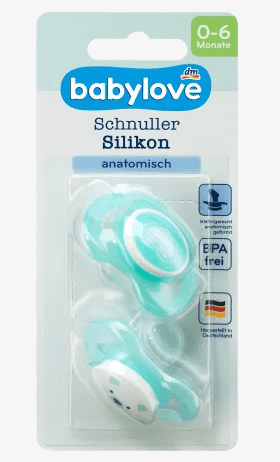 Babylove Silicone Pacifier, Size 1, 0 - 6 Months, 2 Pcs