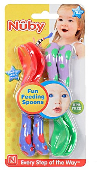 Nuby Fork & Spoon Set 4 Ea (pack Of 3)
