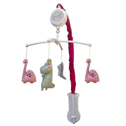 Little Dino Pink/aqua/orange/fuchsia Girls Musical Baby Crib Mobile