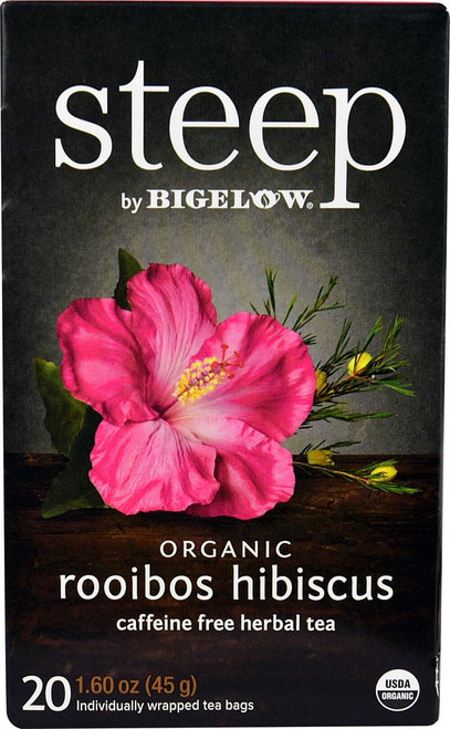 Bigelow Tea Steep Organic Herbal Tea Caffeine Free Rooibos Hibiscus -- 20 Tea Bags