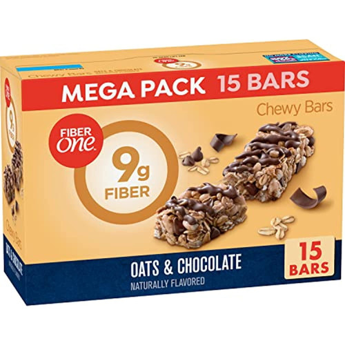 Fiber One Chewy Bars, Oats & Chocolate, Fiber Snacks, Mega Pack, 1.4 Ounce (pack Of 15)