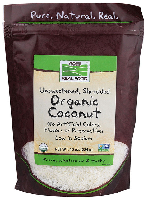 Now Real Food Organic Coconut Unsweetened Shredded -- 10 Oz