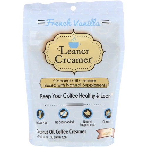 Leaner Creamer, Coconut Oil Coffee Creamer, French Vanilla, 9.87 Oz (280 G)