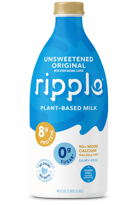 (6 Pack)ripple Plant Based Milk, Unsweetened Original, 48 Ounce.
