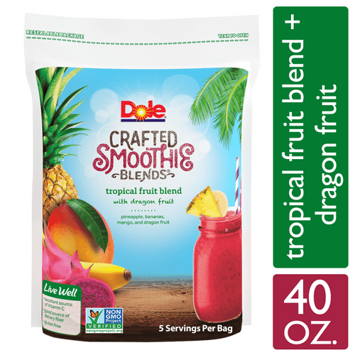 Dole Crafted Smoothie Blends Frozen Tropical Fruit Blend With Dragon Fruit, 40 Oz