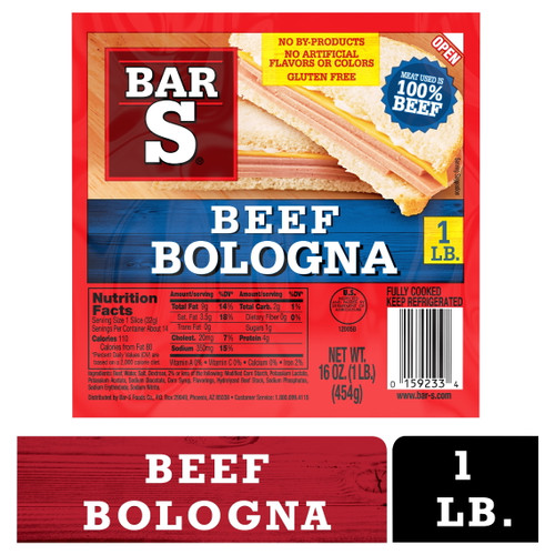 Bar-s Beef Bologna Sliced Deli-style Lunch Meat, 14 Slices Per Package, 12 Oz Pack