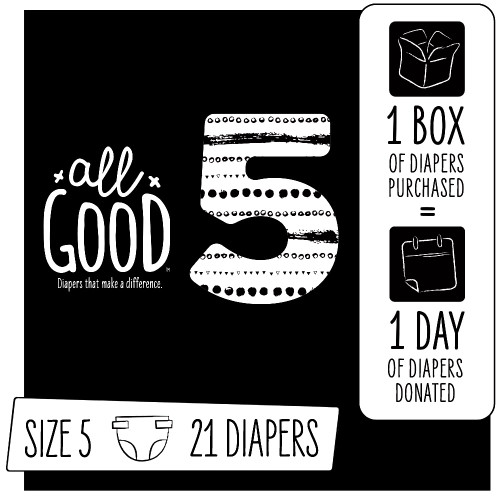 (2 Pack) All Good Absorbent And Hypoallergenic Diapers, Size 5, 21 Ct