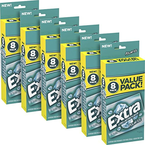 Extra--polar Ice Sugarfree Gum, Icy Fresh, Mint Flavored, Sugarfree Chewing Gum With Long Lasting Flavor, Freshens Breath, 120 Count (pack Of 6)