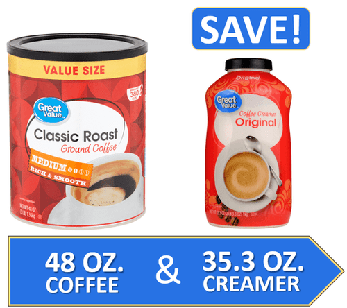 Great Value Ground Coffee 48 Oz &amp; Great Value Coffee Creamer 35.3 Oz Bundle