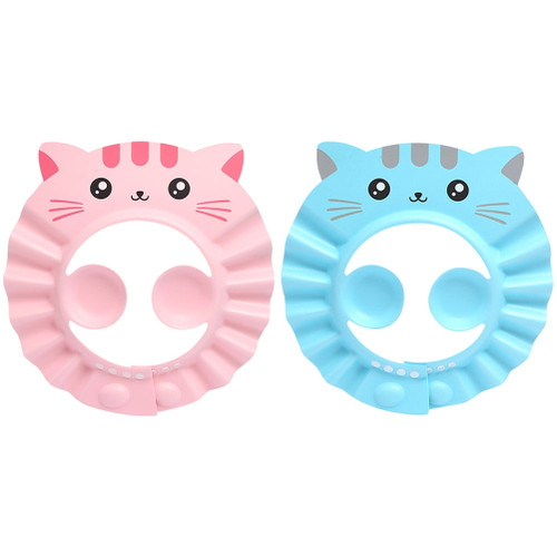 Nuolux 2 Pcs Water-proof Infant Shower Baby Shampoo Hat Cartoon Pattern Bathing