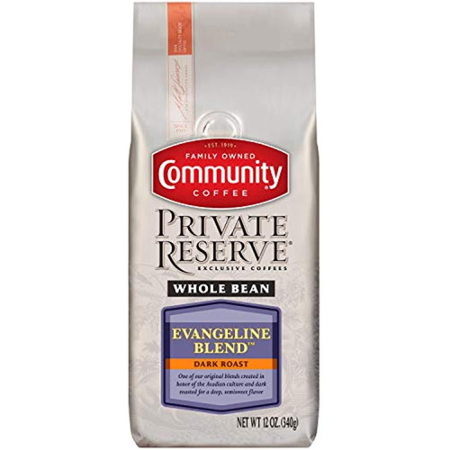 Community Coffee Private Reserve Evangeline Blend 36 Ounce, Dark Roast Whole Bean Coffee, 12 Ounce Bag (pack Of 3)