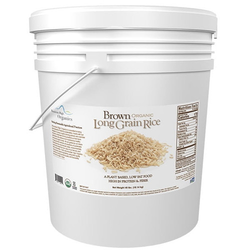 Mountain High Organics Certified Organic Brown Long Grain Rice 40 Lb. Emergency Food Storage Bucket