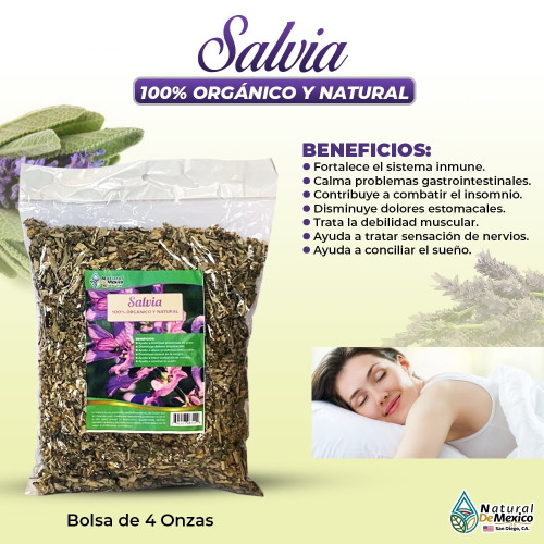 Salvia 4 Oz 113gr. Salvia Officinalis Herbal/tea Relajante Natural, Promoting Brain Function, Immunity And Digestive Wellness