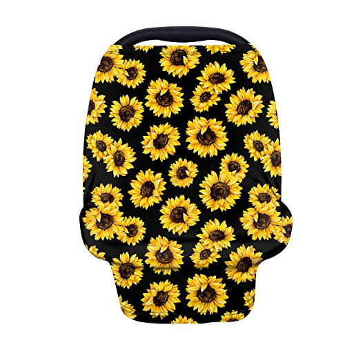 Buybai Sunflower Baby Car Seat Covers Multifunctional Infant Carseat Canopy For Boys Girls,stretchy Breathable Adjustable Universal Fit Black