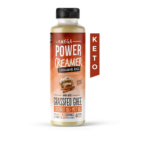 Omega Powercreamer - Cinnamon Roll Keto Coffee Creamer - Made With Grass-fed Ghee, Organic Coconut Oil, Mct Oil - 10 Fl Oz.