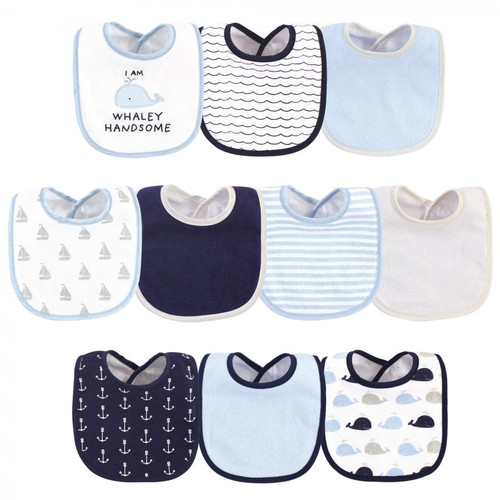 Hudson Baby Infant Boy Cotton And Polyester Bibs 10pk, Im Whaley Handsome, One Size