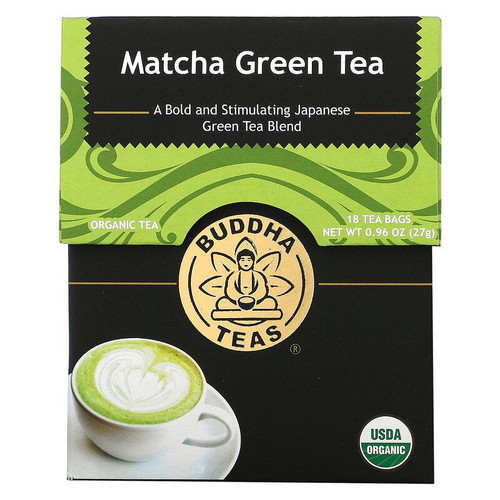Buddha Teas, Organic Herbal Tea, Matcha Green, 18 Tea Bags, 0.95 Oz Pack Of 2