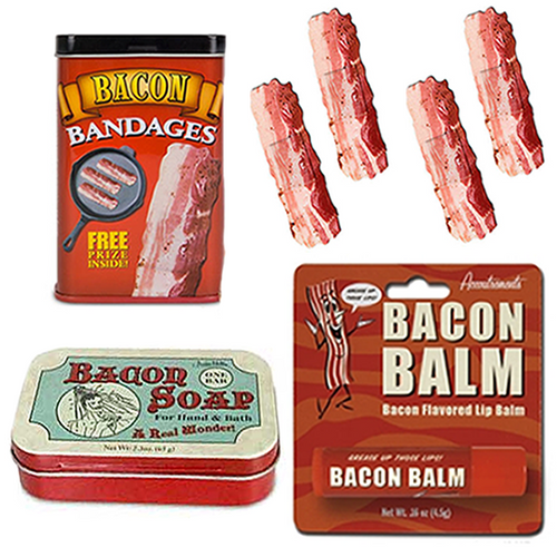 Bacon Bath & Grooming Sampler (3pc Gift Set) - Bacon Bandages, Bacon Lip Balm & Bacon Soap