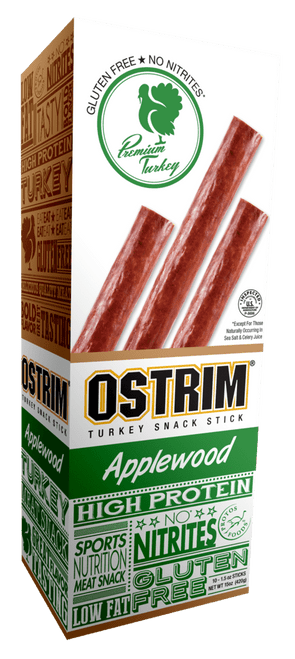 Ostrim Turkey Snack Stick, Applewood, Pack Of 10, 1.5 Oz Sticks