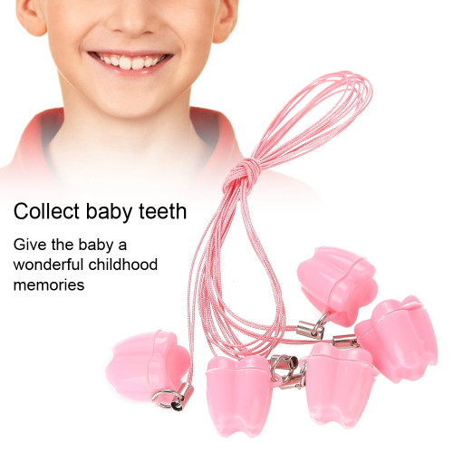 Faginey 5pcs Plastic Baby Milk Tooth Storage Box With Rope Tooth Saver Necklaces, Kids Tooth Storage Box, Baby Tooth Plastic Box