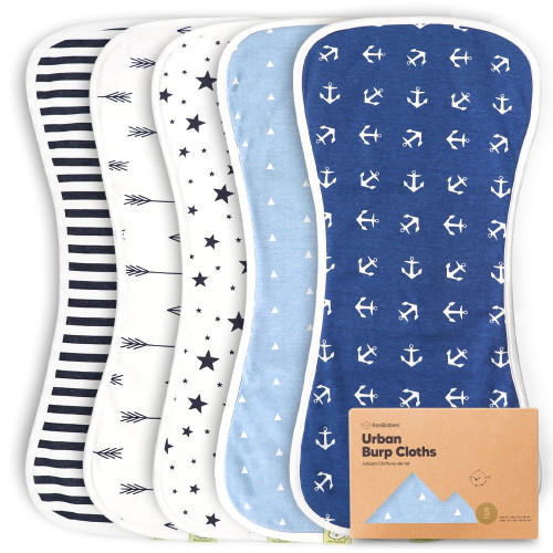 Keababies 5-pack Organic Burp Cloths For Baby Boys And Girls