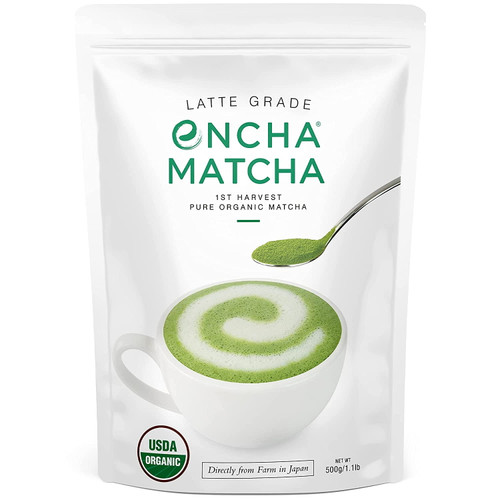 Encha Matcha Green Tea Powder, Organic Latte First Grade, 500g, 1.1lb