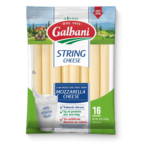 Galbani Low Moisture Part Skim Mozzarella String Cheese, 16 Oz, 16 Ct