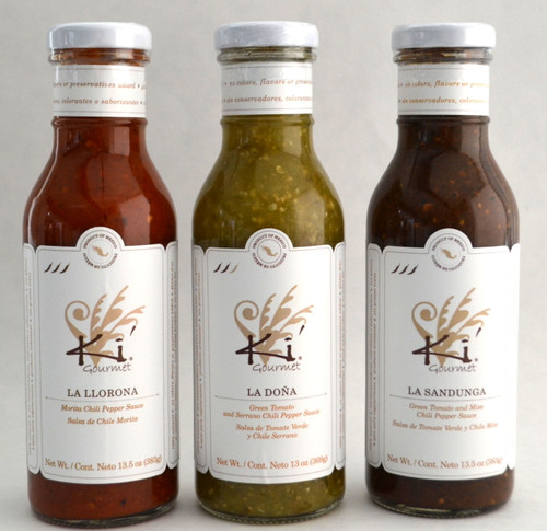 3 Pack Mexican Gourmet Salsas: La Llorona (morita Chili) La Doña (green Sauce) And La Sandunga (mixe Chili) By Ki' Gourmet