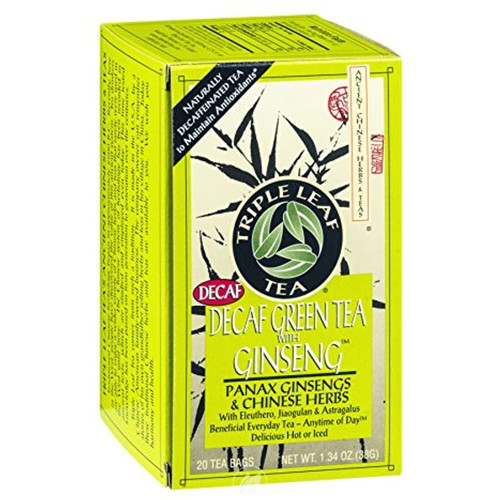 Triple Leaf Tea, Tea Bags, Decaf Green Tea With Ginseng, 1.4-ounce Bags, 20-count, Pack Of 2