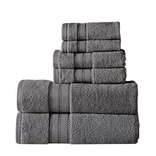 Bergamo 6 Piece Spun Loft Towel Set With Twill Weaving The Urban Port, Charcoal Gray
