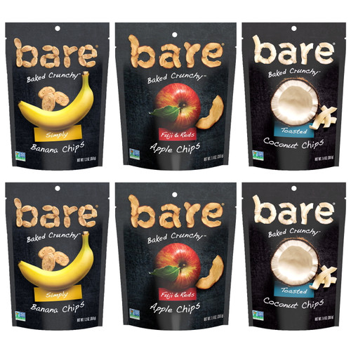 Bare Baked Apple, Banana, & Coconut Chips, Variety Pack, 6 Ct