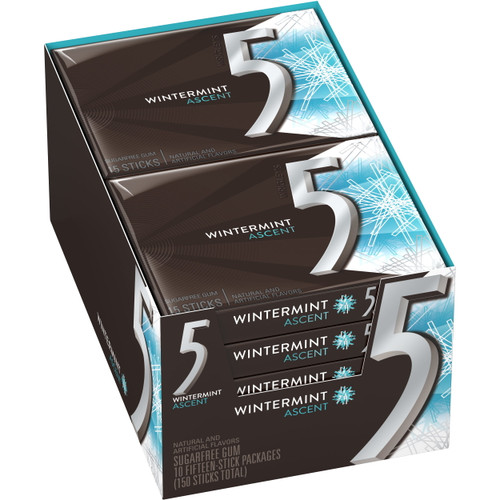 5 Gum Wintermint Ascent Sugarfree Gum, 10 Packs