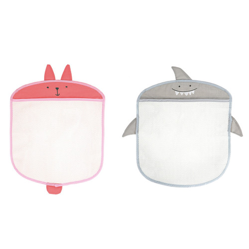 2pcs Wall Mesh Storage Bags Suction Cup Design Wall Door Hanging Storage Bags