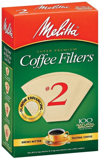Melitta Super Premium #2 Cone Paper Coffee Filter Natural Brown, 100 Count, 2 Pack