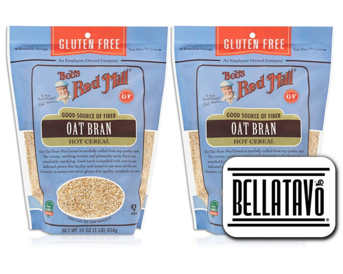 Gluten Free Oat Bran Hot Cereal Bundle. Includes Two-16oz Packages Of Bobs Red Mill Oat Bran Cereal And A Bellatavo Fridge Magnet! Bobs Red Mill Oat Bran Cereal Is Certified Non Gmo And Gluten Free!