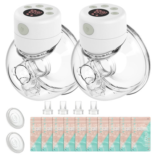 S12 Double Electric Wearable Breast Pump,lcd Display 2 Modes 9 Levels 24mm Hands Free Low Noise Painless Leakproof All-in-one Portable 2pcs