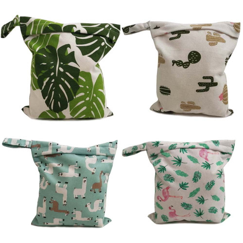 Spring Park 2pcs Reusable Wet Bag Diaper Baby Cloth Diaper Summer Wet Dry Bags Travel Beach Pool Bag With Flamingo Cactus Alpaca Pattern