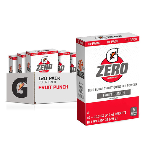 Gatorade G Zero Powder, Fruit Punch, 0.10oz Packets, Makes 20 Ounces (120 Pack)