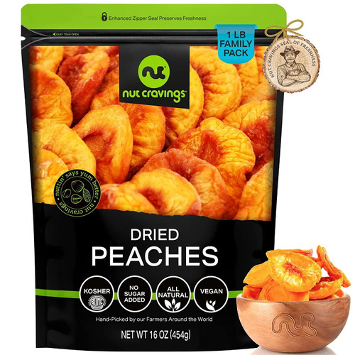 Sun Dried California Peaches, No Sugar Added 16oz By Nut Cravings