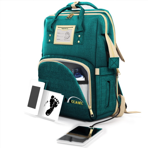 Mccawe Diaper Bag Backpack- Nappy Travel Baby Bag For Boys\girls With Bassinet-green
